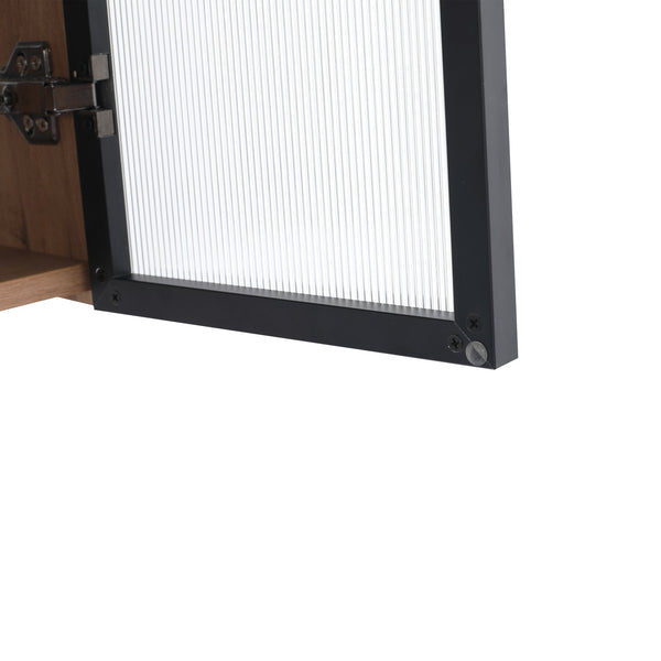 English Elm 10'' Floating Bathroom Mirror Cabinet Plywood Body Acrylic Door Adjustable Shelf W999P470297