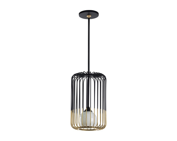 Sunpan CIRCA Pendant Light - Medium Art Deco Design with Misted Glass & Brass Accents for Stunning Illumination 106361