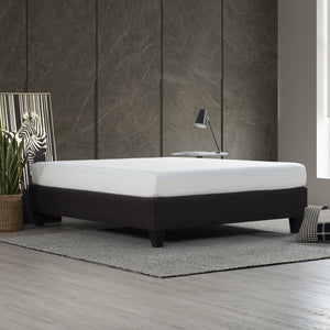 English Elm Modern Upholstered Platform Bed Frame Queen – Cozy Linen-Look Dark Gray Finish, Solid Wood Base DARK GREY 73 L x 11 W x 10 H B011P199725