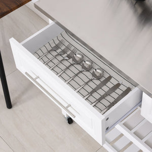 English Elm HOMCOM Rustic Farmhouse Kitchen Island Cart with Stainless Steel Top, 2 Drawers, Shelves & Wheels W2225P173899