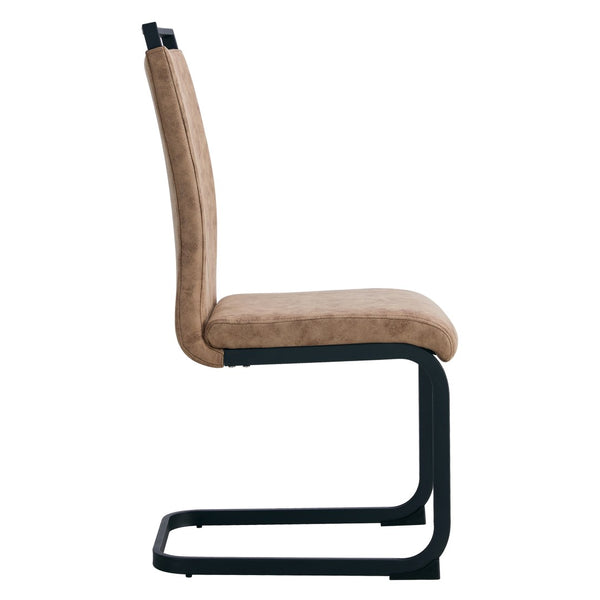 English Elm Table Modern Minimalist 5-Piece Dining Set - 42" Round Gray Mdf Table & 4 Brown Fabric Chairs W1151S03022-GIGA