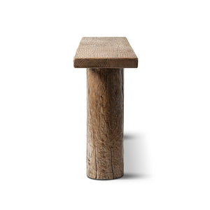 English Elm Arbor Reclaimed Elm Console Table Sculptural Pillar Legs Rustic Entryway Sofa B2719P474448