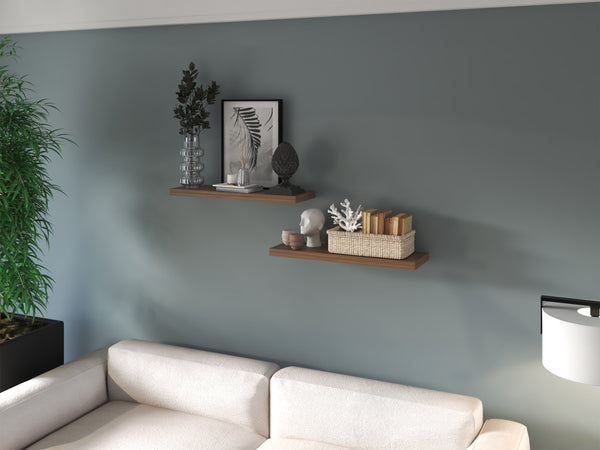 English Elm Floating Shelf Dallas Mahogany - Set of 2 Engineered Wood Wall Shelves 32" x 10.6" Sleek Space-Saving Decor B092P238706