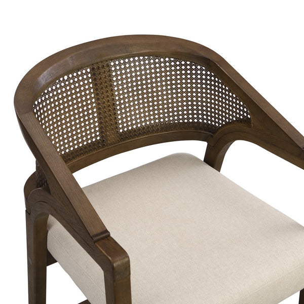 English Elm Wooden Rubberwood Counter Stools with Woven Rattan Back Mid Century Set of Two Beige,Walnut N771P257313T