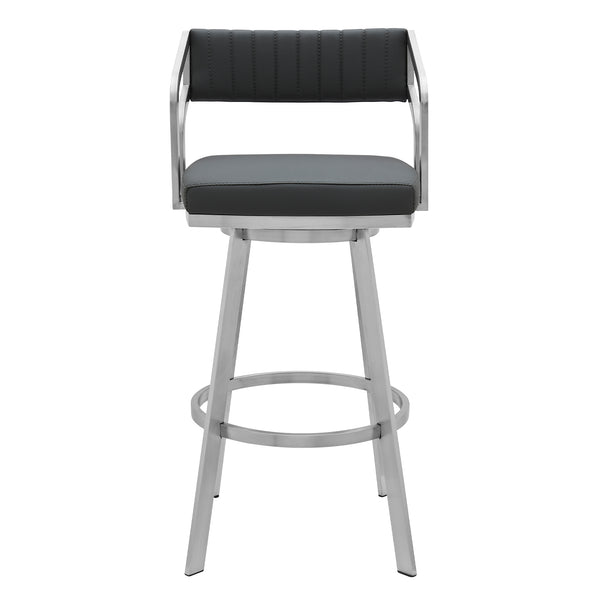English Elm Orlen 30" Swivel Slate Gray Faux Leather Bar Stool - Modern Stainless Steel Frame, Easy Clean, 30" B2736P268548