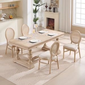 English Elm French Country Dining Chairs Set Of 2 - Upholstered Rattan Back, Stackable, Elegant For Any Space W3426P322684