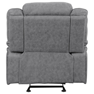 English Elm Endra Grey Upholstered Glider Recliner Chair with Pocket Coil Support, Soft Padding, Modern Neutral Elegance B062P328636