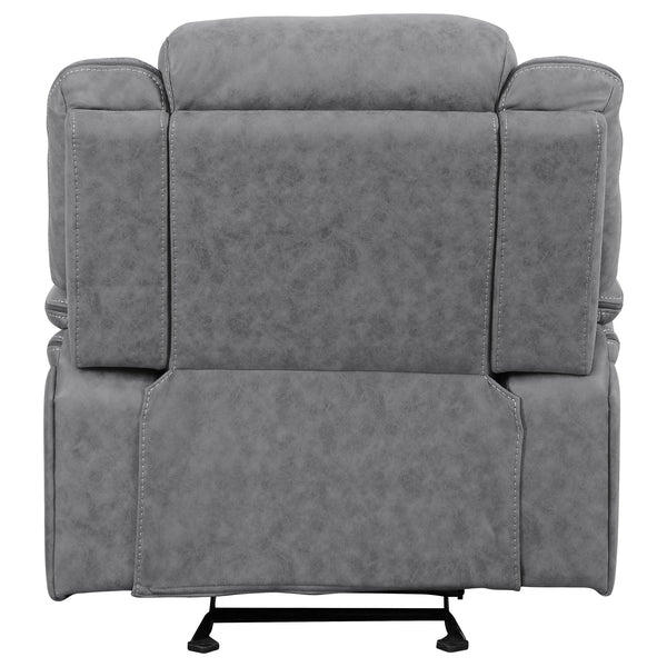 English Elm Endra Grey Upholstered Glider Recliner Chair with Pocket Coil Support, Soft Padding, Modern Neutral Elegance B062P328636