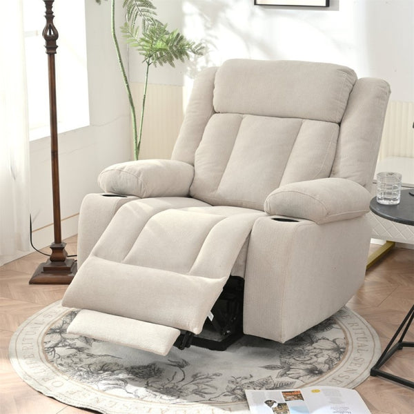English Elm Power Lift Recliner Chair - Comfortable Fabric Seating With Remote, Cup Holders & Extended Footrest W1028S00042-GIGA