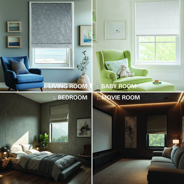 English Elm 1 Roman Shade 35x64" Total Blackout Cordless Polyester Roman Shade with Weighted Hem and Hardware Grey 6.29 L x 9.25 W x 8.07 H B035P319855