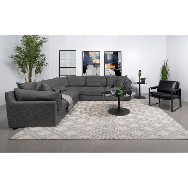 English Elm Tomasina Black 5-Piece Modular Sectional Sofa - Stylish, Comfortable Design For Modern Living Spaces B062S01132-GIGA