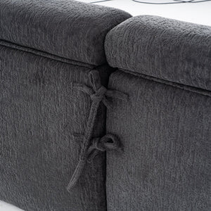 English Elm LY-029 Modular Gray Compression Sofa — 4-Seater L-Shaped Chenille, High-Density Foam, Elegant Comfort W2231S00021