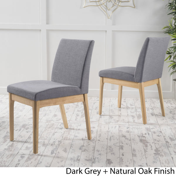 English Elm Dining Chair Set of Two Armless Upholstered Seats with Rubberwood Legs Modern Style Dark Grey 58924.00OAK