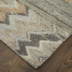 Feizy Rugs Kasbah Hand-knotted Wool Rug: Vibrant Moroccan-inspired Design For Bohemian & Eclectic Spaces Ivory,Gray,Orange Wool Kas69fzfgrymltg50