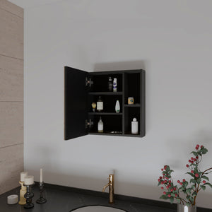 English Elm 1-Shelf Rectangle Medicine Cabinet Wengue Mirror — Compact Modern Storage, Sleek Black Tone Accent B06280245