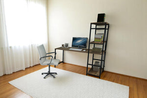 English Elm Furnish Modern Black Metal Frame Writing Desk With Oak Top & 2 Shelves For Home Office & Gaming B02964522