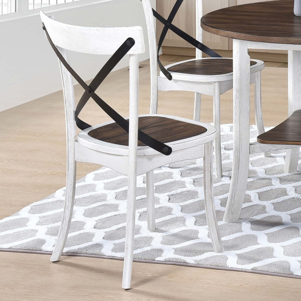 English Elm Woodhomer 5-Piece Round Dining Set With X-Back Chairs – Rustic Two-Tone Design For Space-Saving Elegance W2537S00003-GIGA