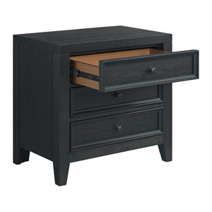 English Elm Wallace & Bay - Black 3-Drawer Nightstand with Rich Deep Finish, Framed Fronts & Metal Knobs — Versatile Bedroom Accent B2709P406270