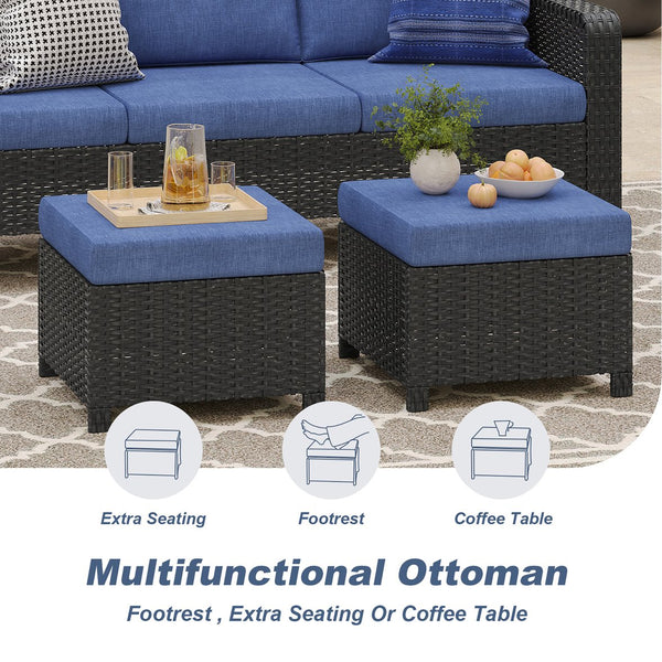 English Elm Tl Five Piece Outdoor Wicker Seating Set with Sofa Armchairs and Weather Resistant Cushions W5382S00006