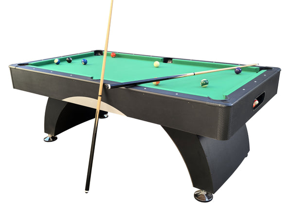 English Elm 7 Foot Billiards Table with Green Velvet Cloth Black Finish and Full Accessory Kit W1936P254168