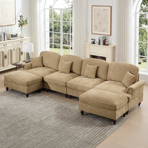English Elm Classic U-Shape 4-Seater Modular Sectional Sofa With Customizable Styles & Cloud-Like Comfort W3041S00251