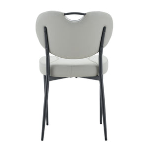 English Elm Dark Oil Waxed Faux Leather Dining Chair Set with Diamond Tufted High Back Metal Legs W3493P449243