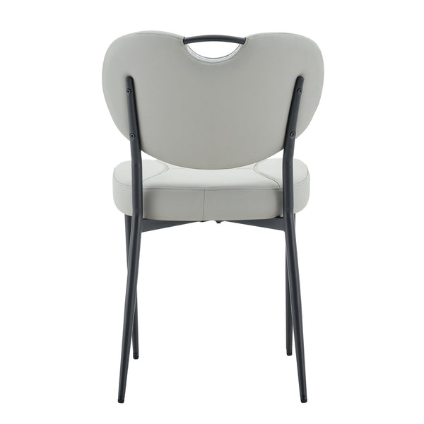 English Elm Dark Oil Waxed Faux Leather Dining Chair Set with Diamond Tufted High Back Metal Legs W3493P449247