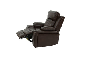 English Elm Power Motion Recliner Chair with USB Cup Holders Wireless Charging Gel Leatherette Brown Comfort B011P205591
