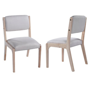 English Elm Wood Dining Chairs Set Of 2 - Modern Farmhouse Accent Chairs With Padded Seats In Beige Linen N842P300888A-GIGA