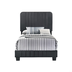 English Elm Contemporary Velvet Full Bed with Durable Frame, Lively Finish and Modern Lines for Stylish Bedrooms Black 28.5 L x 44.5 W x 5 H B078107885