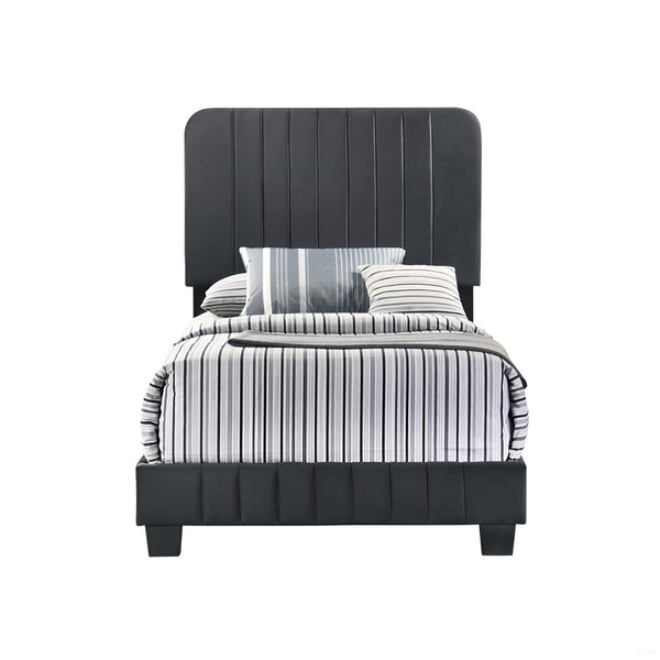 English Elm Contemporary Velvet Full Bed with Durable Frame, Lively Finish and Modern Lines for Stylish Bedrooms Black 28.5 L x 44.5 W x 5 H B078107885
