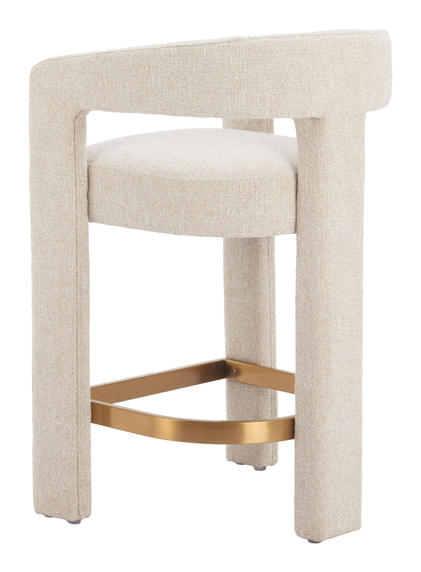 Zuo Modern Saiko Counter Stool Beige - Modern Boho-inspired Design In Premium Fabric For Versatile Elegance Beige 100% Polyester,Plywood,Steel 110649-zuo-modern