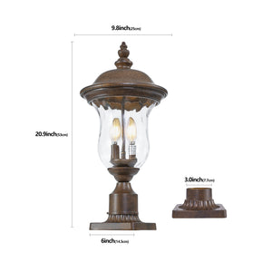 English Elm 21"(H) Vintage Outdoor Lamp Post Light, Waterproof Bronze Garden Lantern with Clear Glass Shade, E12 Bulb Ready W2312P389949