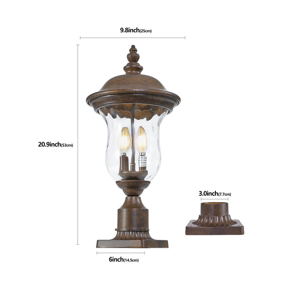 English Elm 21"(H) Vintage Outdoor Lamp Post Light, Waterproof Bronze Garden Lantern with Clear Glass Shade, E12 Bulb Ready W2312P389949