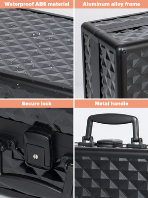 English Elm Portable Led Vanity Makeup Case Aluminum Travel Organizer with Mirror Lock Dividers W1550P163305