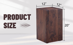 English Elm 12x12x20 Walnut Grain Mdf Accent Pedestal Table for Modern Living Room Decor W1151P408853