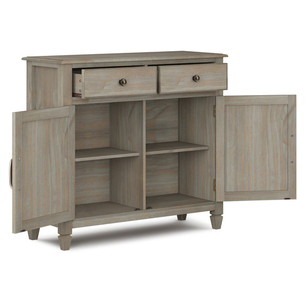 English Elm Connaught Solid Wood Entryway Storage Cabinet - Distressed Grey, Vintage Charm & Versatile Storage Solution B136P158541