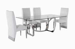 VIG Furniture Adelaide Sculptural Stainless Steel Base Dining Table With 15Mm Tempered Glass Top, Seats 6–8 VGVCT1301S