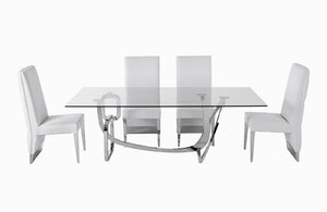 VIG Furniture Adelaide Sculptural Stainless Steel Base Dining Table With 15Mm Tempered Glass Top, Seats 6–8 VGVCT1301S