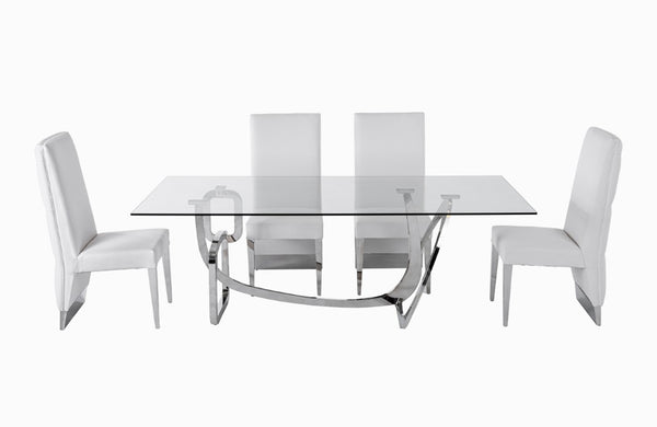 VIG Furniture Adelaide Sculptural Stainless Steel Base Dining Table With 15Mm Tempered Glass Top, Seats 6–8 VGVCT1301S