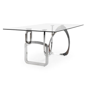 VIG Furniture Adelaide Sculptural Stainless Steel Base Dining Table With 15Mm Tempered Glass Top, Seats 6–8 VGVCT1301S