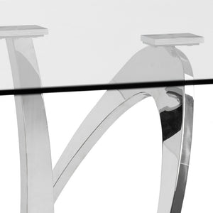 VIG Furniture Adelaide Sculptural Stainless Steel Base Dining Table With 15Mm Tempered Glass Top, Seats 6–8 VGVCT1301S