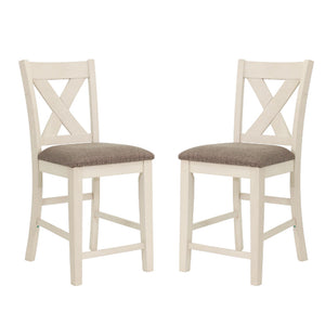 English Elm Set of 2 Polyfiber Upholstered Dining Chairs with Tufted Cushioned Back and Solid Wood Frame, Durable Comfort White B016P226064