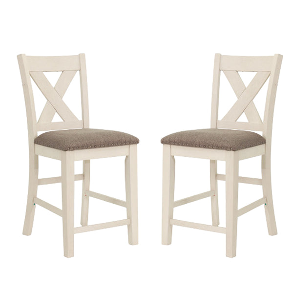 English Elm Set of 2 Polyfiber Upholstered Dining Chairs with Tufted Cushioned Back and Solid Wood Frame, Durable Comfort White B016P226064