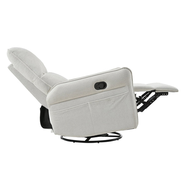 English Elm 360° Swivel Rocker Recliner Chair, Gray Fabric Glider with 360° Swivel, 30° Rocking & 90–150° Recline for Living Room, Nursery, Home Theater Comfort W1028P261550