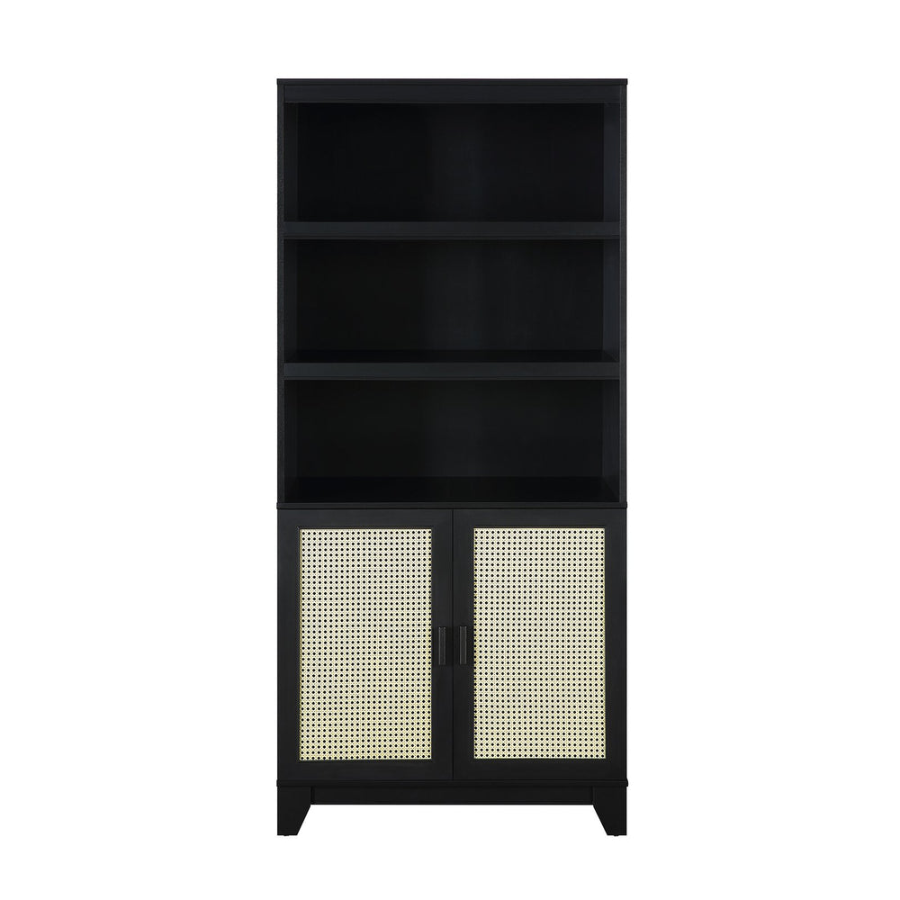 English Elm Sheridan 31" Bookcase Cabinet with 7 Shelves, Soft-Close Doors, Adjustable Shelves, Stylish Legs Black B365P397892