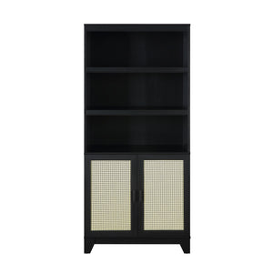 English Elm Sheridan 31" Bookcase Cabinet with 7 Shelves, Soft-Close Doors, Adjustable Shelves, Stylish Legs Black B365P397892