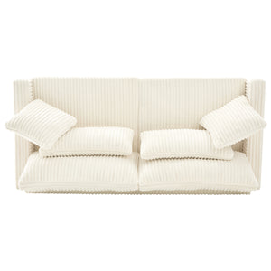 English Elm Modern Corduroy Upholstered Loveseat Sofa with Pocket Springs and Four Accent Pillows Beige N763S000040A
