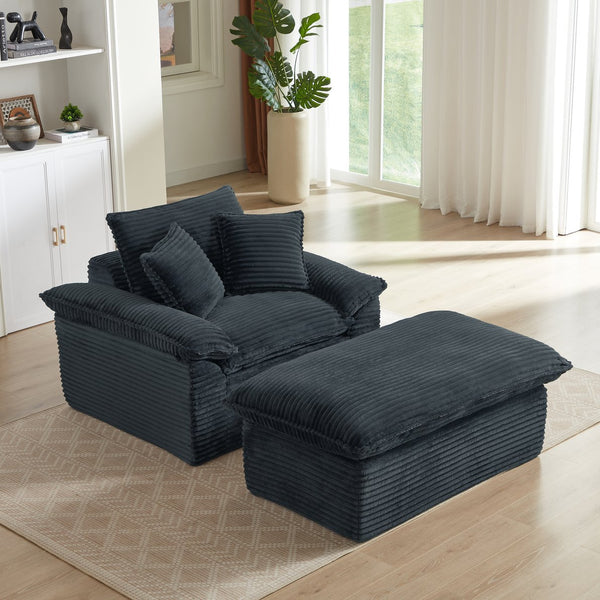 English Elm 51.97 modern cushioned compression single seat sofa with oversized footrest deep plush seating for comfort and support Dark Gray W3396P330953