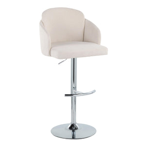 English Elm Fixed-height Swivel Counter Stools with Faux Leather Seats and Chrome Footrest Set of 2 Cream B202S02174